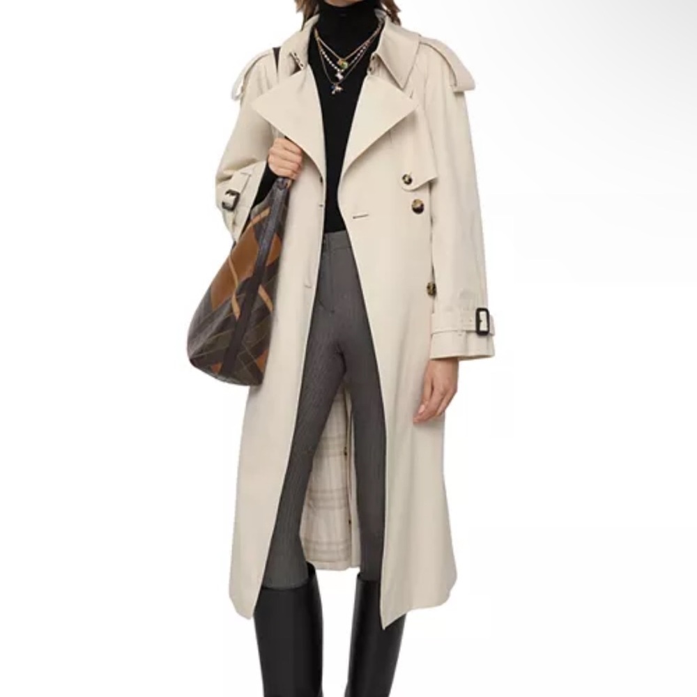 Burberry Ivory Linen Trench Coat